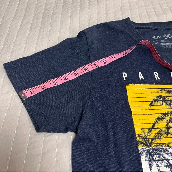 Dvision Men’s T shirt Paradise Palm Tree California Blue Yellow White Medium - Picture 3 of 6
